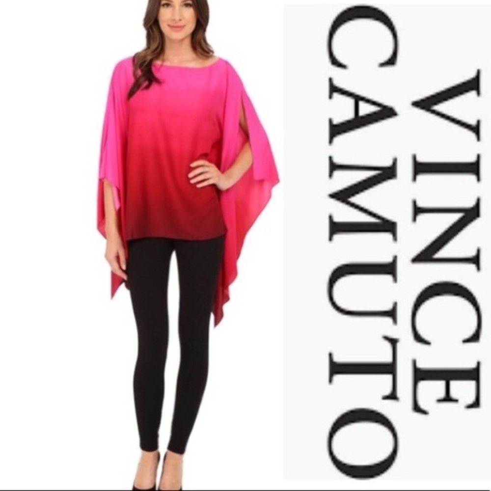 Vince Camuto Pink Red Ombré Kimono Cape Top XL